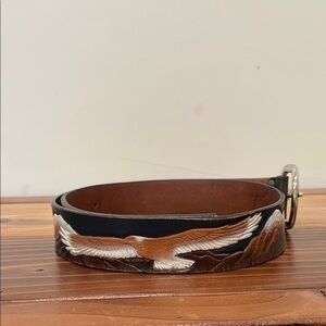 Leegin Vintage Leather Embossed Eagle Belt Size 32
